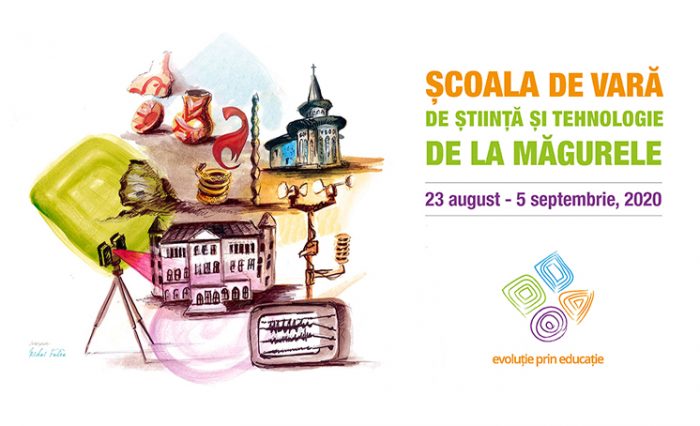 afiș Școala de vară de la măgurele Geoparcul UNESCO, ilustrație