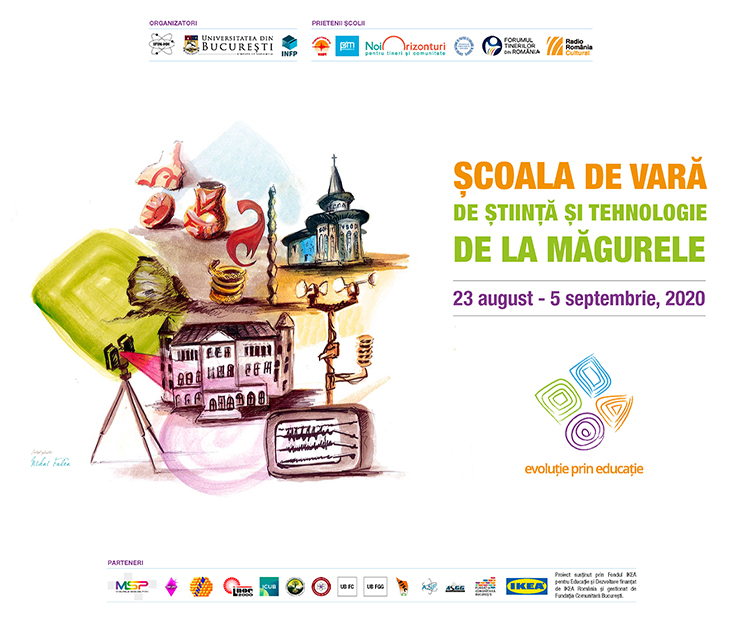 afiș Școala de vară de la măgurele Geoparcul UNESCO, ilustrație