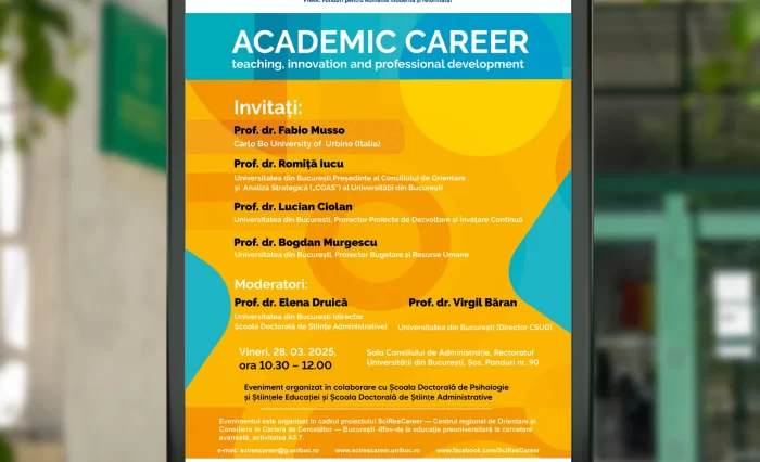Academic career teaching, innovation and professional development mockup stire